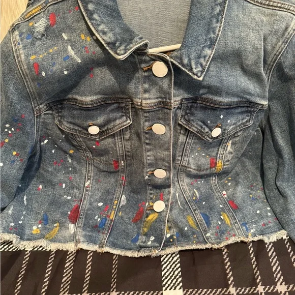 NWOT Lane Bryant paint splatter design blue Jean jacket size 20 - Picture 6 of 7